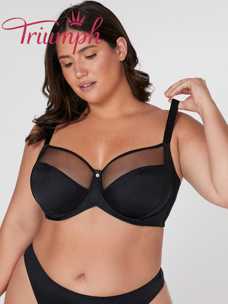Triumph - 4 szt. 🎖 Biustonosz push-up z siateczki bez podszewki, zapewniający pełne pokrycie