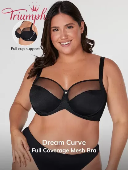 Triumph - 4 szt. 🎖 Biustonosz push-up z siateczki bez podszewki, zapewniający pełne pokrycie