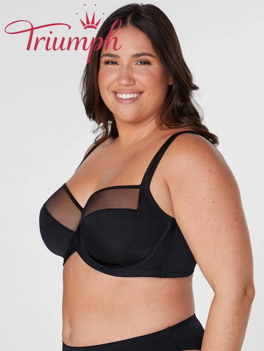Triumph - 4 szt. 🎖 Biustonosz push-up z siateczki bez podszewki, zapewniający pełne pokrycie