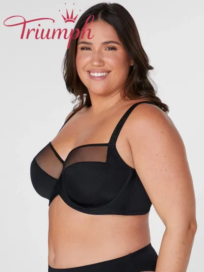 Triumph - 4 szt. 🎖 Biustonosz push-up z siateczki bez podszewki, zapewniający pełne pokrycie
