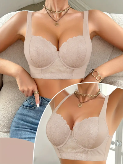 Triumph®👑4-częściowy✨✨70% zniżki💝na wygodny biustonosz z haftem w kwiaty w dużych rozmiarach [65A-120H]