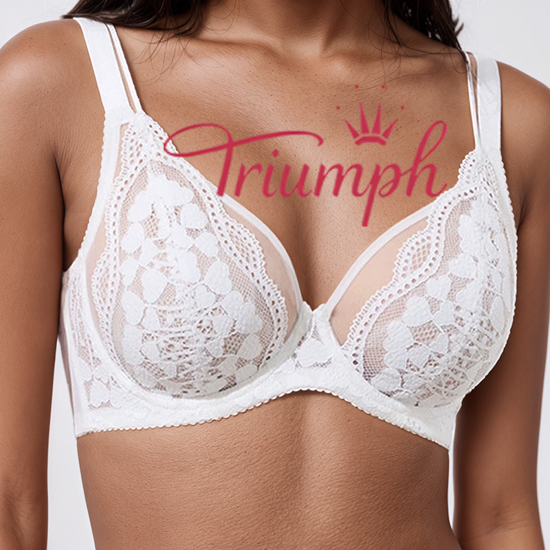 Triumph – 4 sztuki 🌼 Ultracienki, seksowny biustonosz z francuskiej koronki dla kobiet 