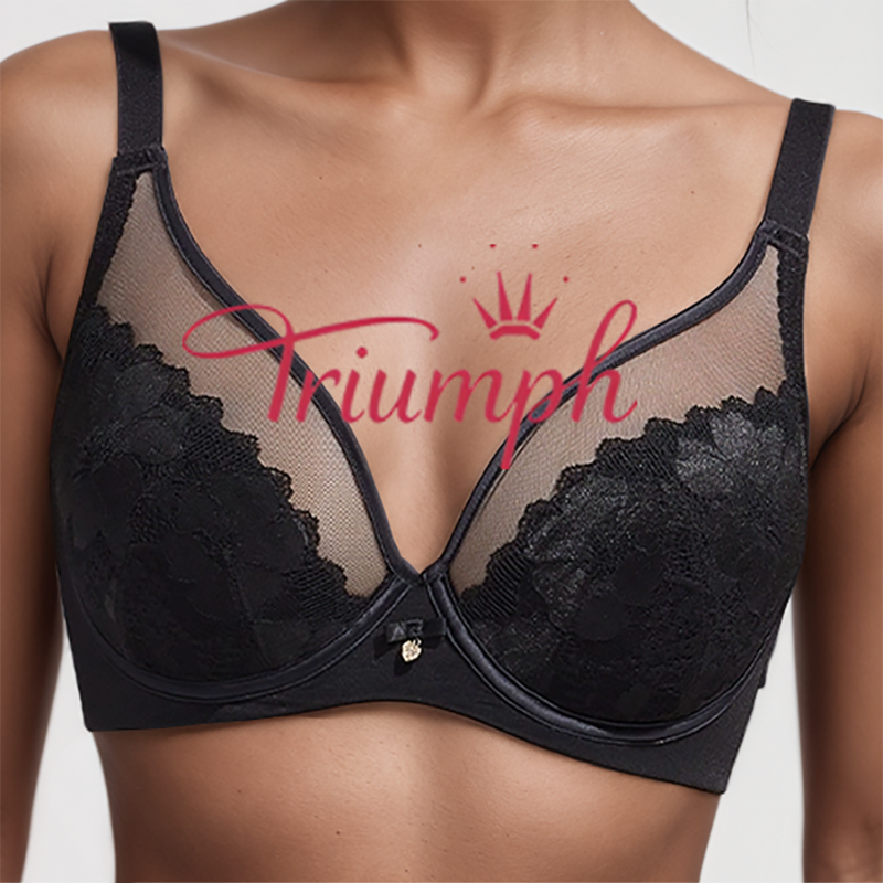 Triumph – 4 sztuki 💎 Starlight Ultracienki biustonosz wyszczuplający w dużym rozmiarze z koronką i pełnymi miseczkami, zapobiegający powstawaniu pęcherzy