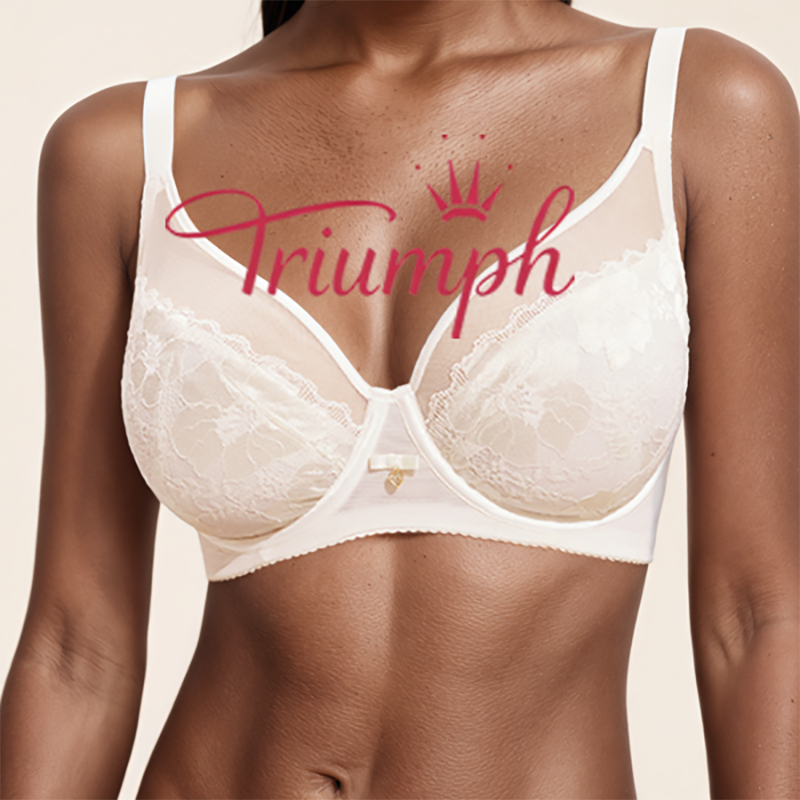Triumph – 4 sztuki 💎 Starlight Ultracienki biustonosz wyszczuplający w dużym rozmiarze z koronką i pełnymi miseczkami, zapobiegający powstawaniu pęcherzy