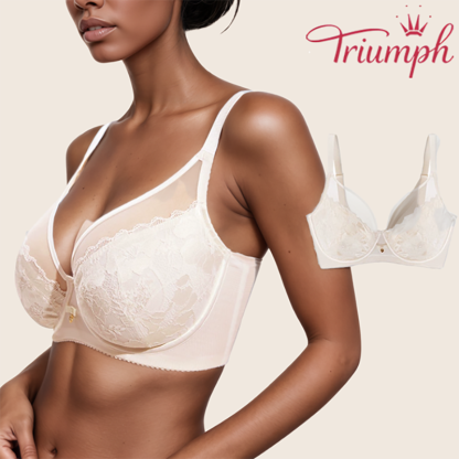 Triumph – 4 sztuki 💎 Starlight Ultracienki biustonosz wyszczuplający w dużym rozmiarze z koronką i pełnymi miseczkami, zapobiegający powstawaniu pęcherzy