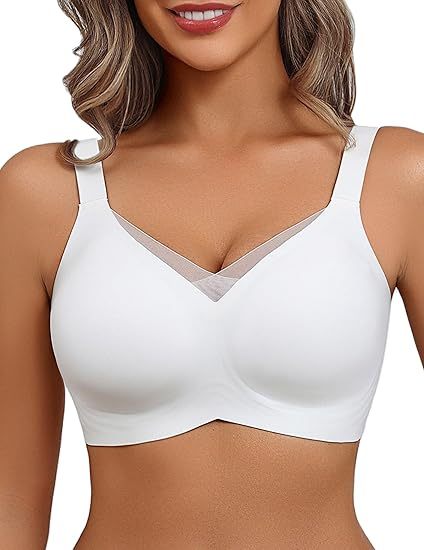 💖Triumph® - 4 sztuki 💖Biustonosz koronkowy bez fiszbin dla kobiet z podwójnym wsparciem, stałymi ramiączkami i pełnym pokryciem