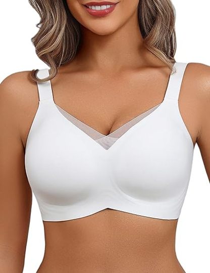 💖Triumph® - 4 sztuki 💖Biustonosz koronkowy bez fiszbin dla kobiet z podwójnym wsparciem, stałymi ramiączkami i pełnym pokryciem