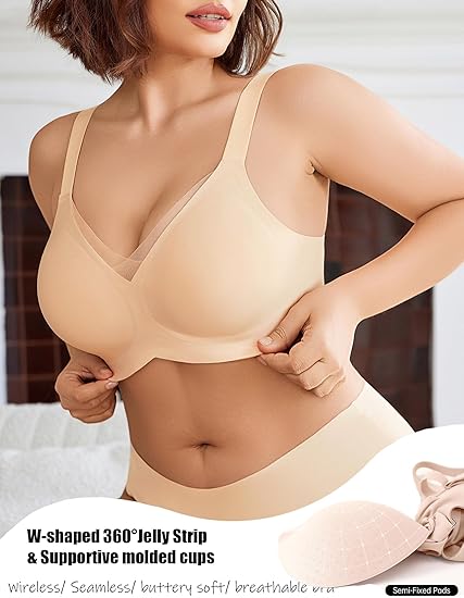 💖Triumph® - 4 sztuki 💖Biustonosz koronkowy bez fiszbin dla kobiet z podwójnym wsparciem, stałymi ramiączkami i pełnym pokryciem