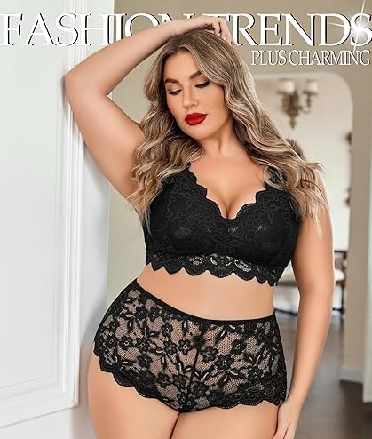 Triumph – 4 sztuki 👙 Biustonosz z koronką i seksownym paskiem dla kobiet w dużych rozmiarach