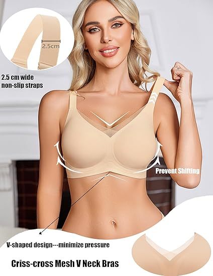 💖Triumph® - 4 sztuki 💖Biustonosz koronkowy bez fiszbin dla kobiet z podwójnym wsparciem, stałymi ramiączkami i pełnym pokryciem