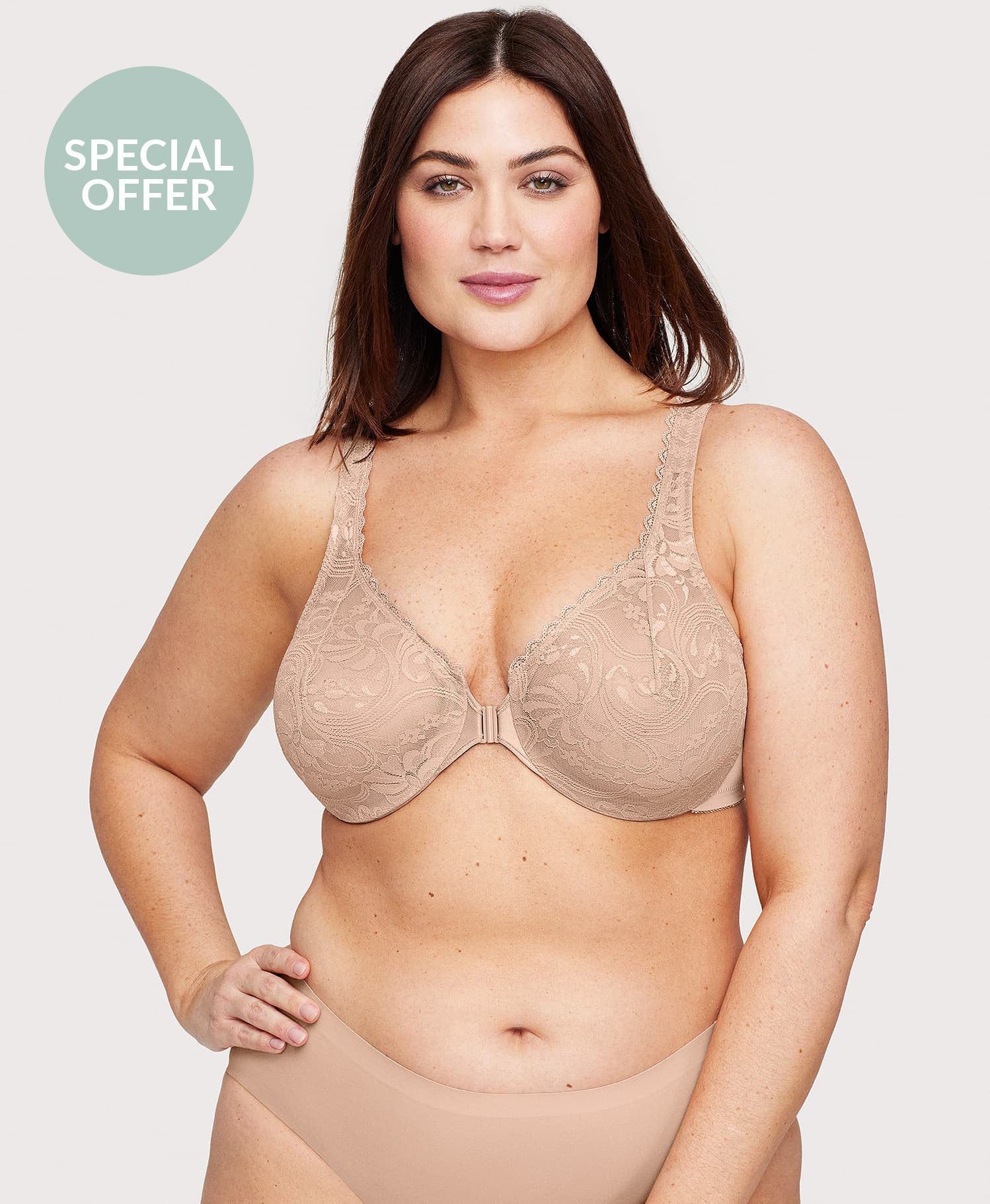 Triumph - (4 sztuki) ✨ Biustonosz z koronki elastycznej zapinany z przodu