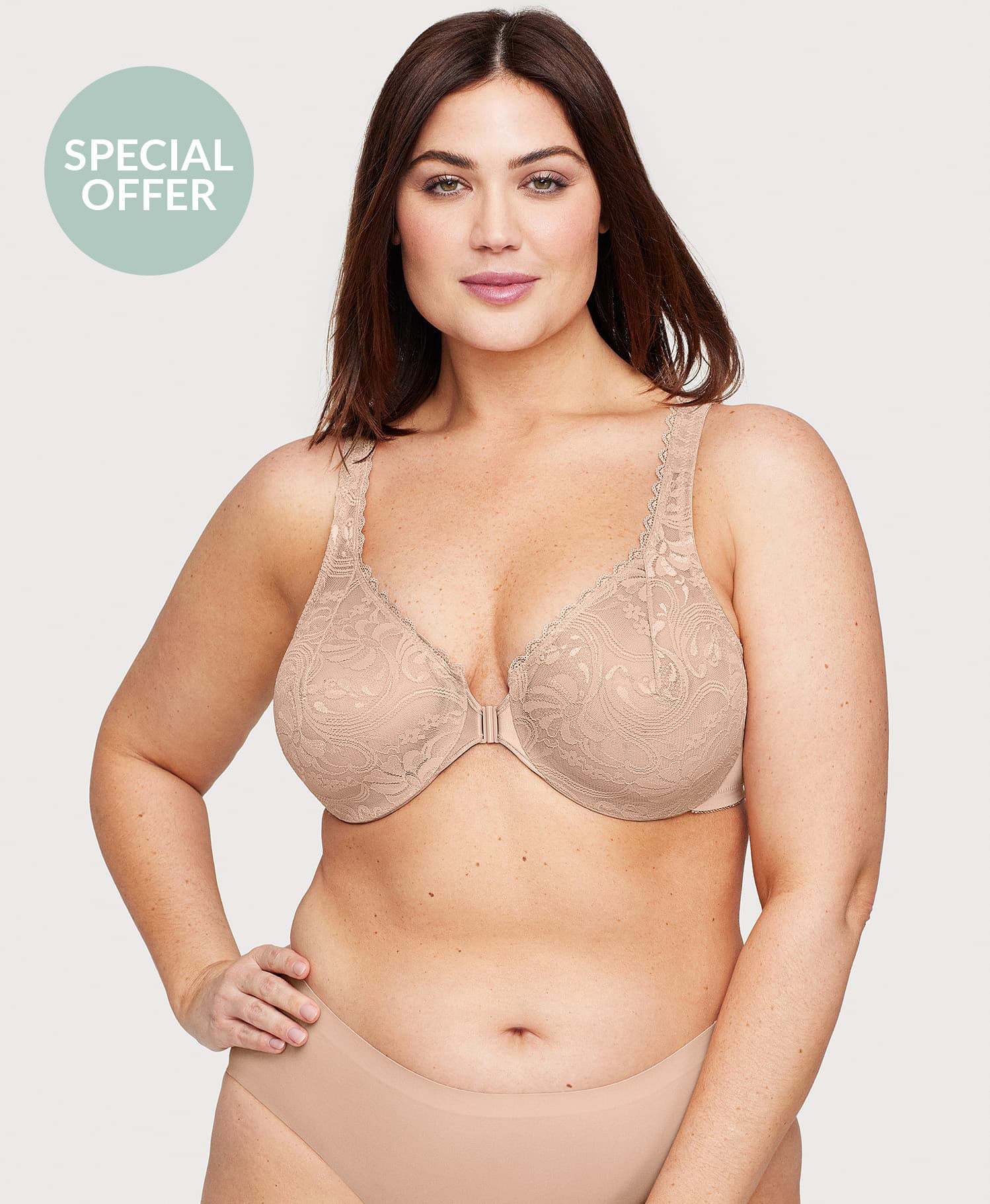 Triumph - (4 sztuki) ✨ Biustonosz z koronki elastycznej zapinany z przodu