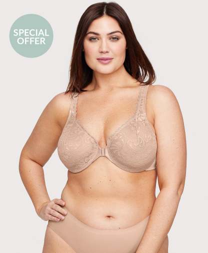 Triumph - (4 sztuki) ✨ Biustonosz z koronki elastycznej zapinany z przodu