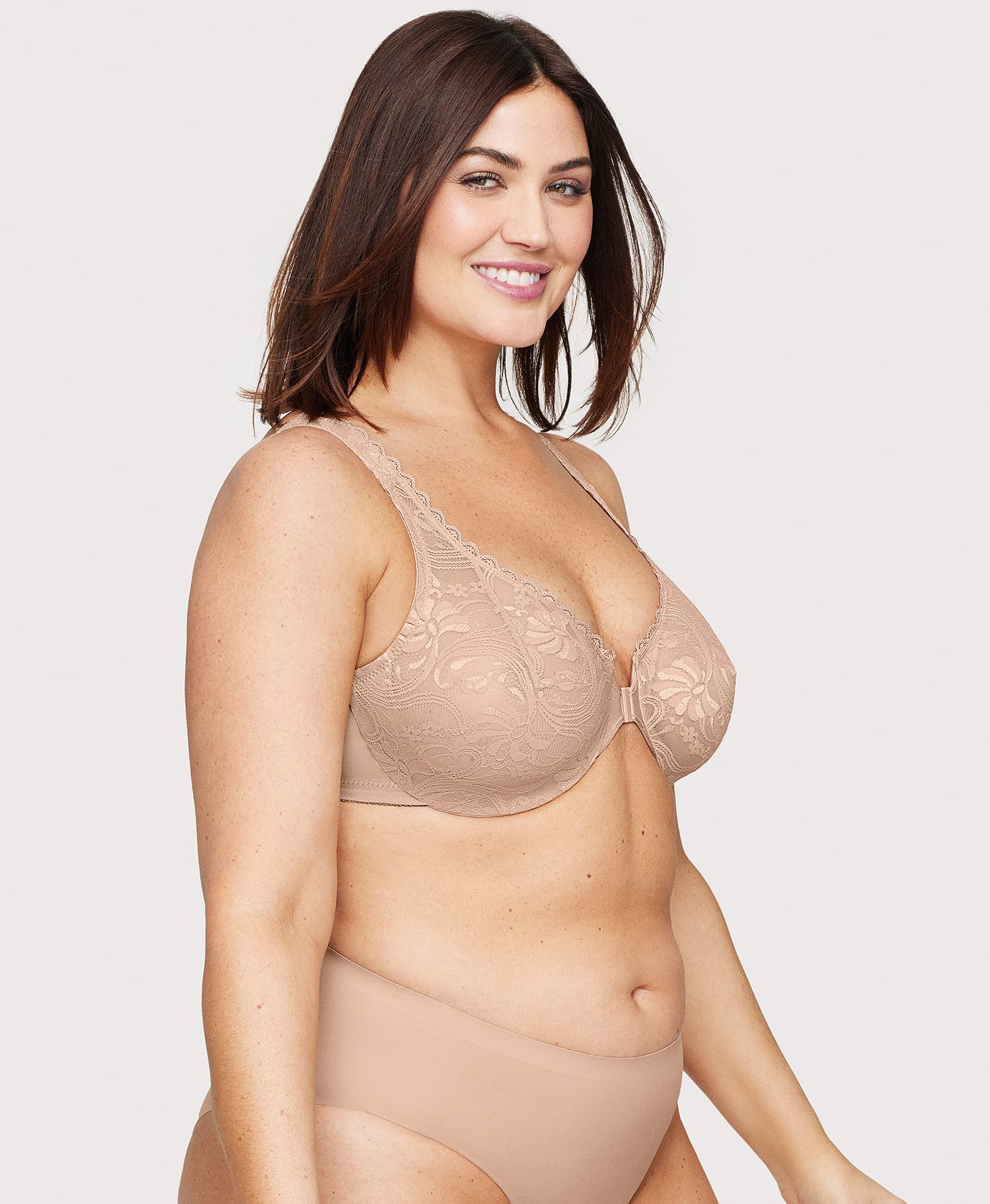 Triumph - (4 sztuki) ✨ Biustonosz z koronki elastycznej zapinany z przodu