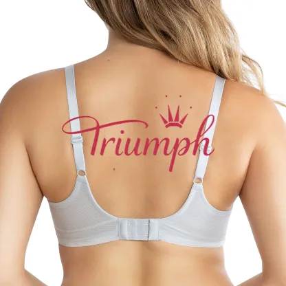 Triumph - (4 sztuki) 👙 Biustonosz damski z siateczki z głębokim dekoltem i fiszbinami, bez podszewki - srebrny