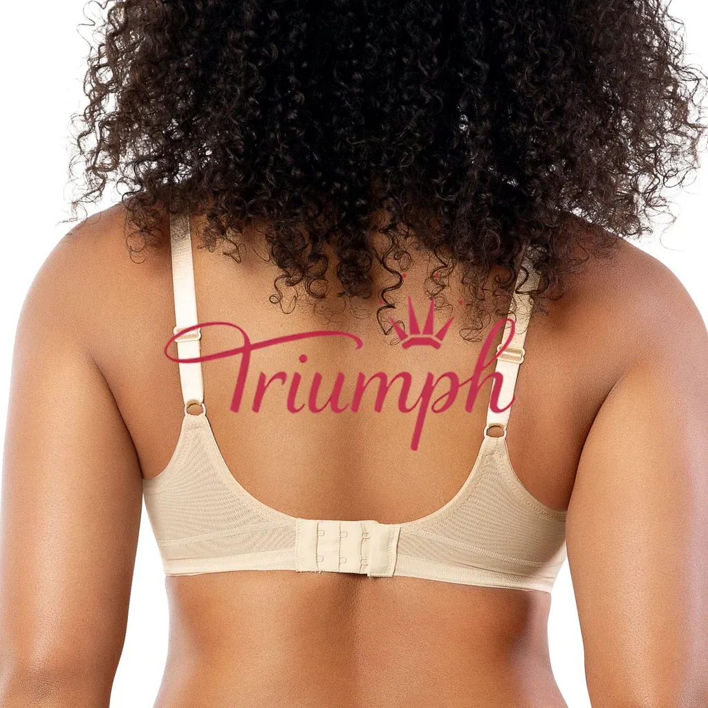 Triumph - (4 sztuki) 👙 Biustonosz damski z siateczki z głębokim dekoltem i fiszbinami, bez podszewki - srebrny