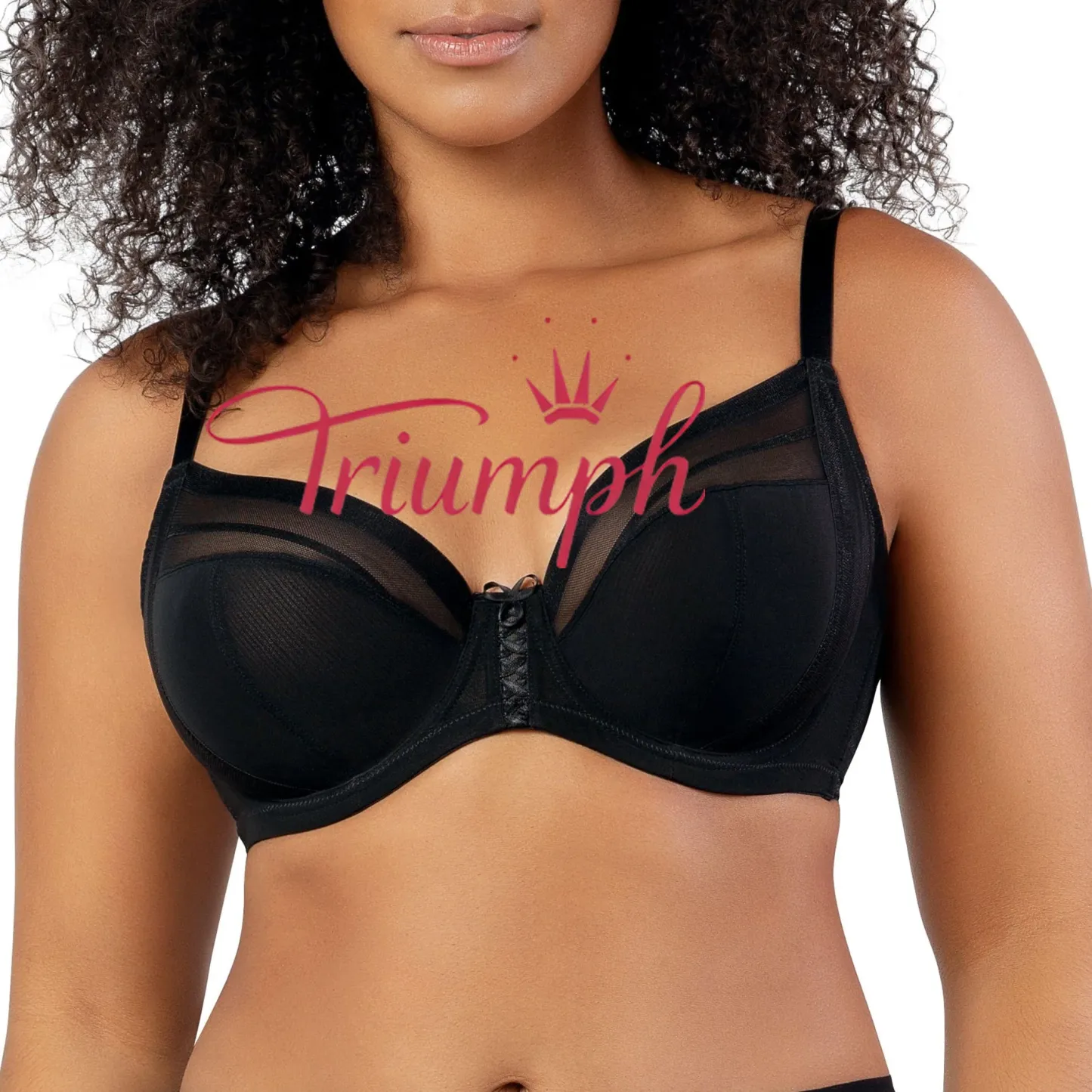 Triumph - (4 sztuki) 👙 Biustonosz damski z siateczki z głębokim dekoltem i fiszbinami, bez podszewki - srebrny