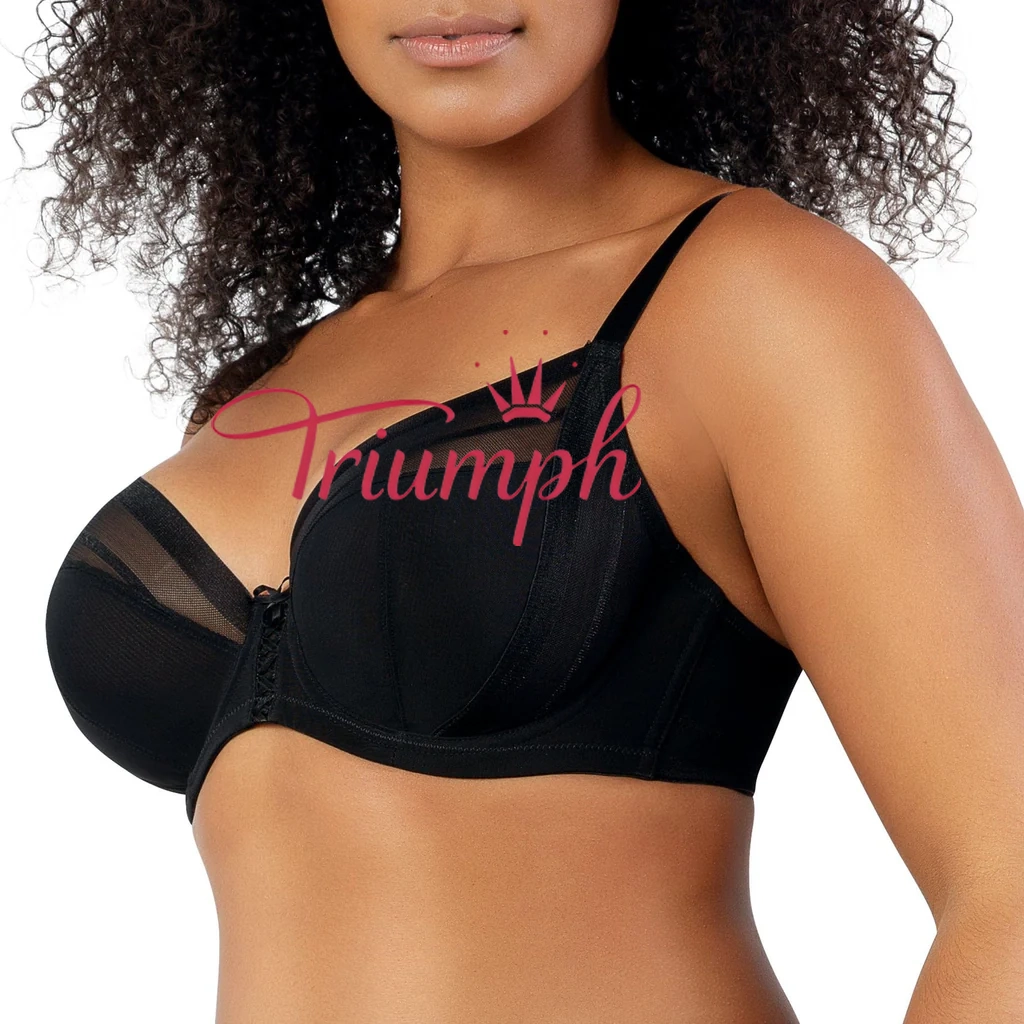 Triumph - (4 sztuki) 👙 Biustonosz damski z siateczki z głębokim dekoltem i fiszbinami, bez podszewki - srebrny