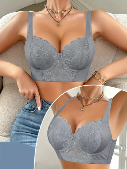 Triumph®👑4-częściowy✨✨70% zniżki💝na wygodny biustonosz z haftem w kwiaty w dużych rozmiarach [65A-120H]