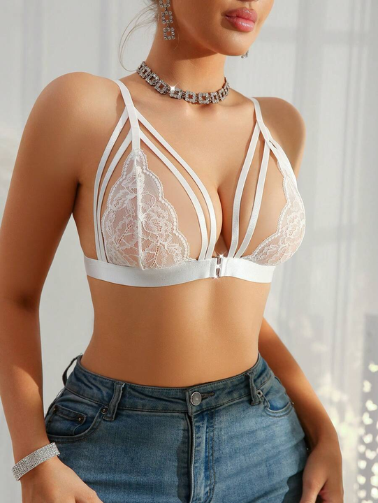 Triumph-4 sztuki ✨Biustonosz damski z przodu z koronką i wycięciem na fiszbinach