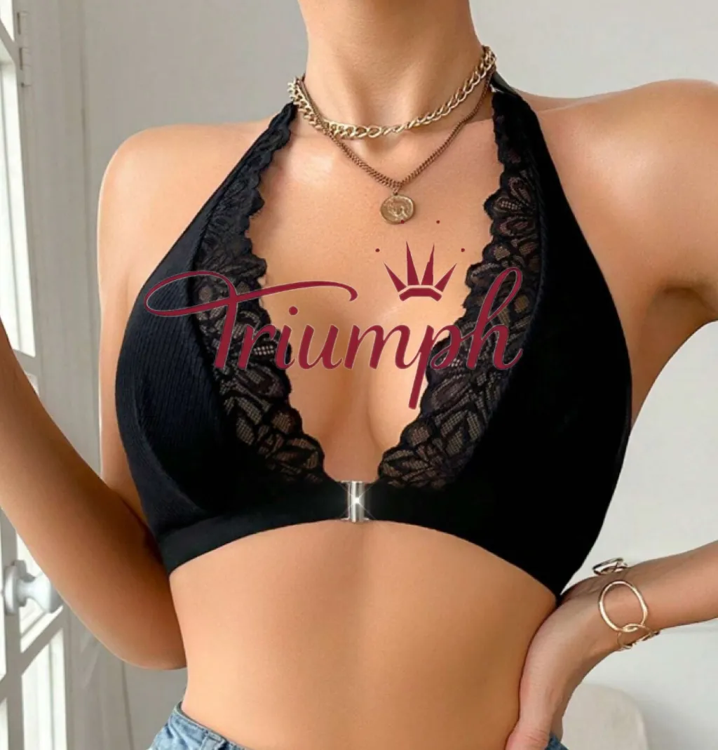 TRIUMPH - 4 SZT. 💥 SEKSOWNY BIUSTONOSZ Z KORONKOWYM PRZODEM I ROMANTYCZNĄ KLAMRĄ