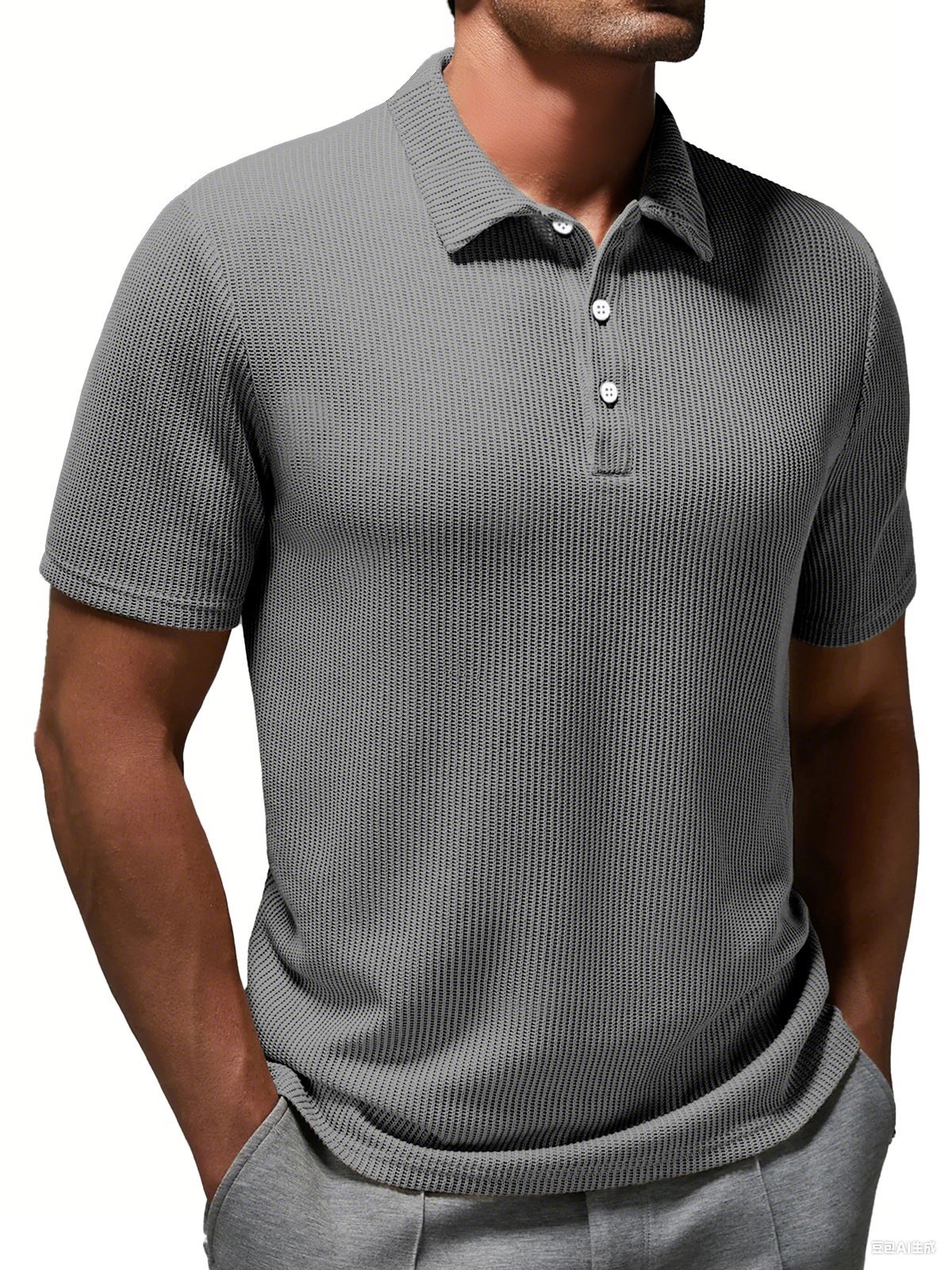 Oakwea® Basic Casual Fashion Solid Color Striped Short Sleeved Polo Shirt Stretch Comfortable Camping Pullover Polo Shirt Big Tall