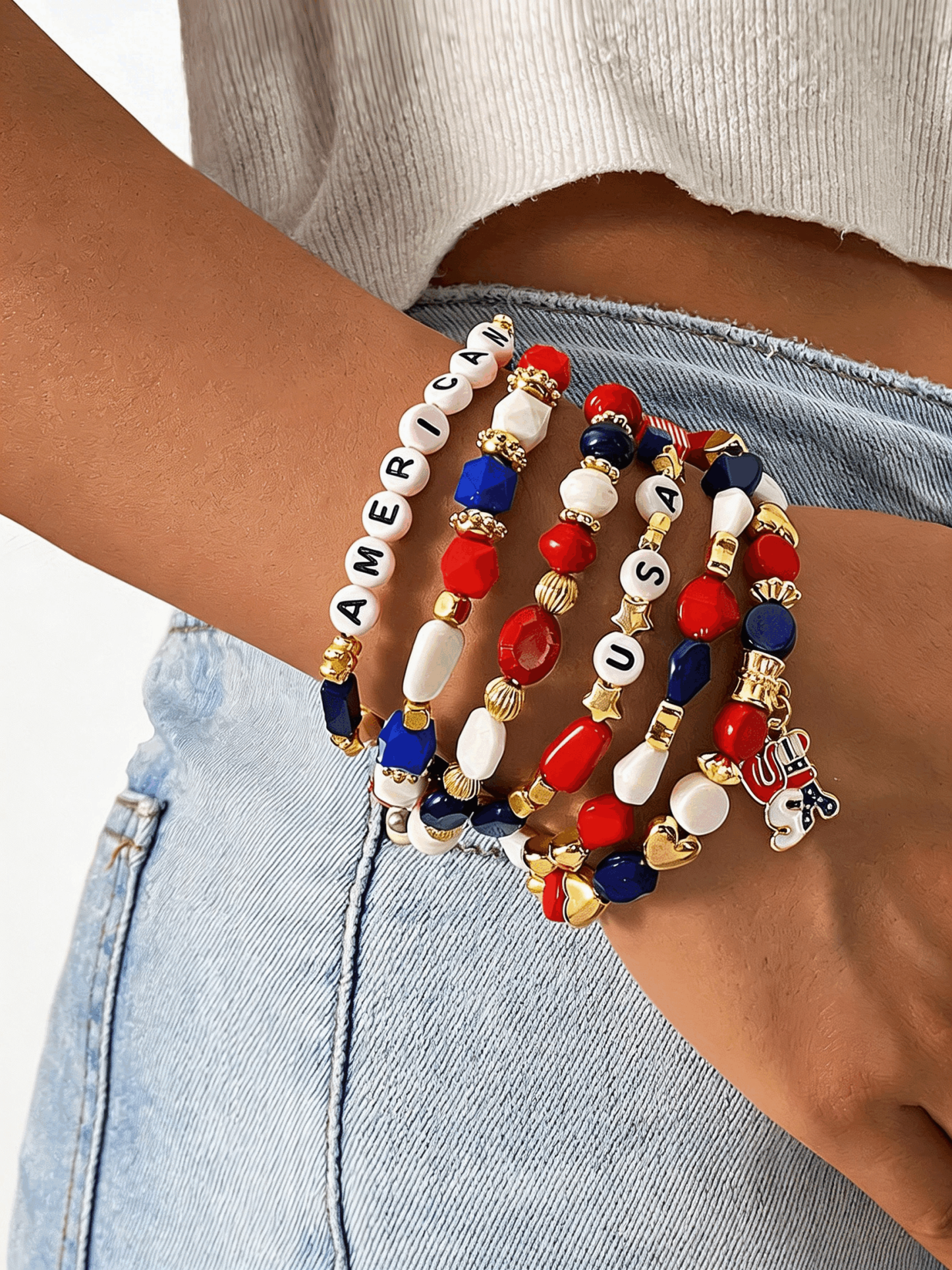 America 250 Freedom Heart Bracelet Stack