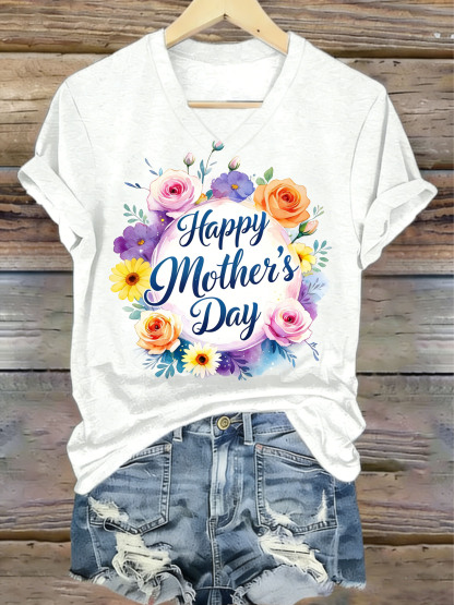 Watercolor Heart Blessing Mother's Day Crew Neck Comfort T-Shirt