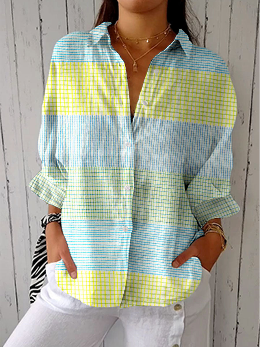 Pastel Checkered Pattern Blouse