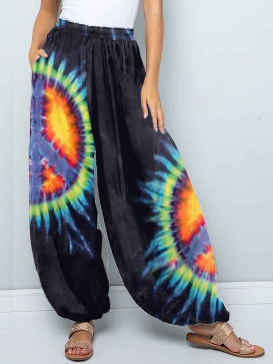 Women��s Vintage Tie Dye Hippie Harem Pants