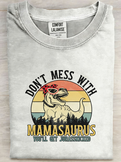 Mamasaurus Funny Dinosaur Mother's Day Comfort Crew Neck T-Shirt