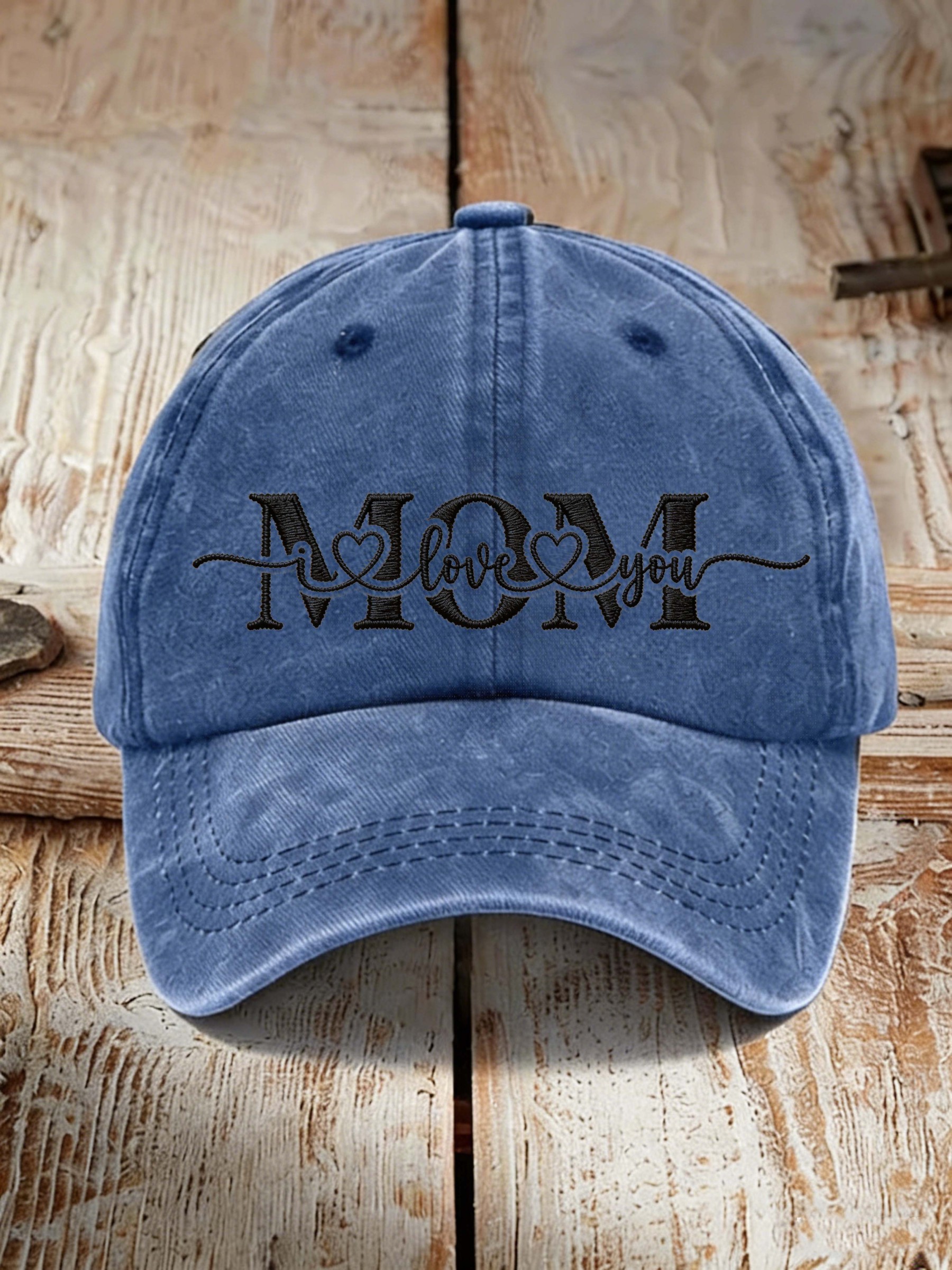 MOM I Love You Heart Embroidery Mother's Day Vintage Baseball Cap