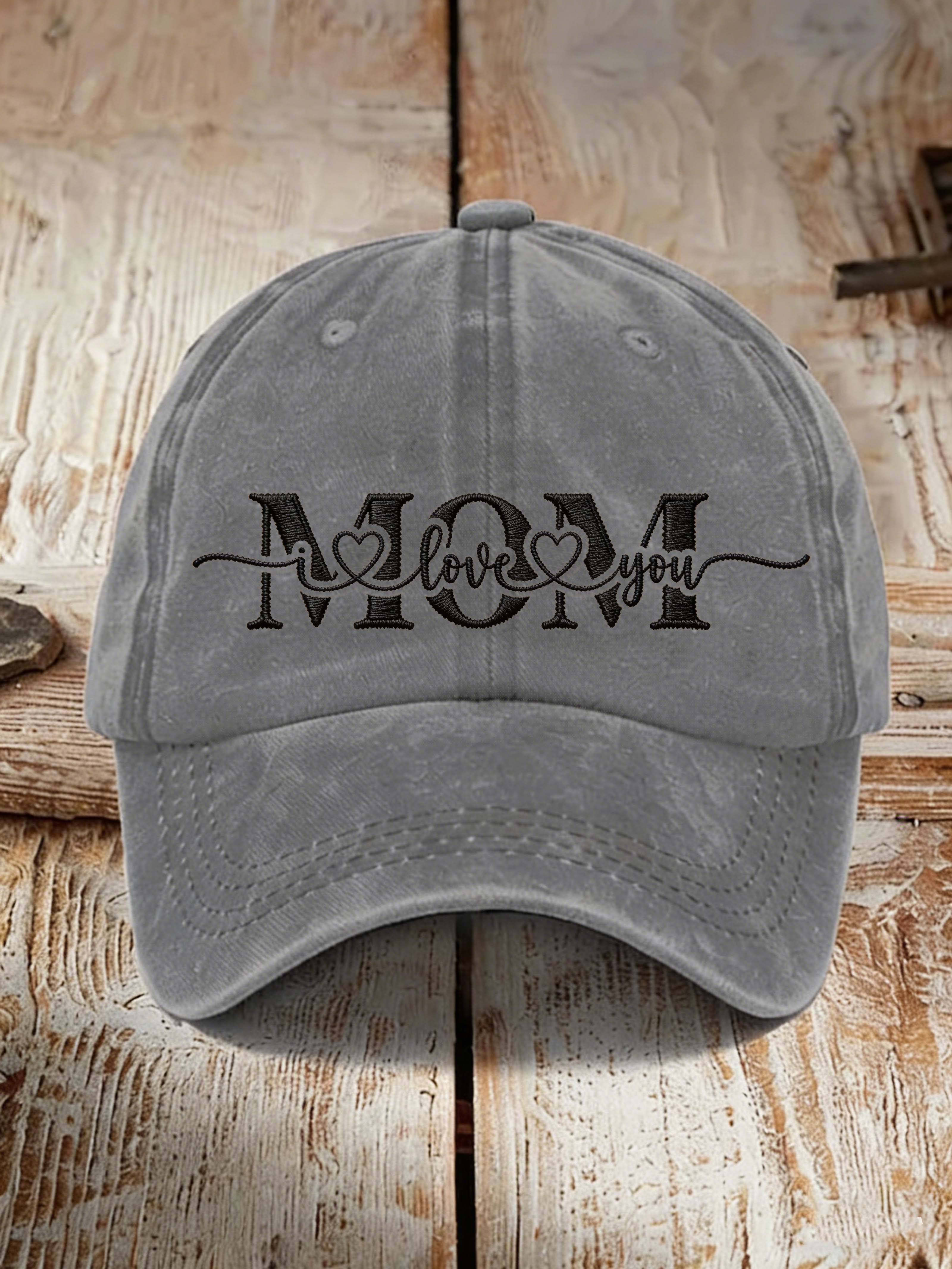 MOM I Love You Heart Embroidery Mother's Day Vintage Baseball Cap