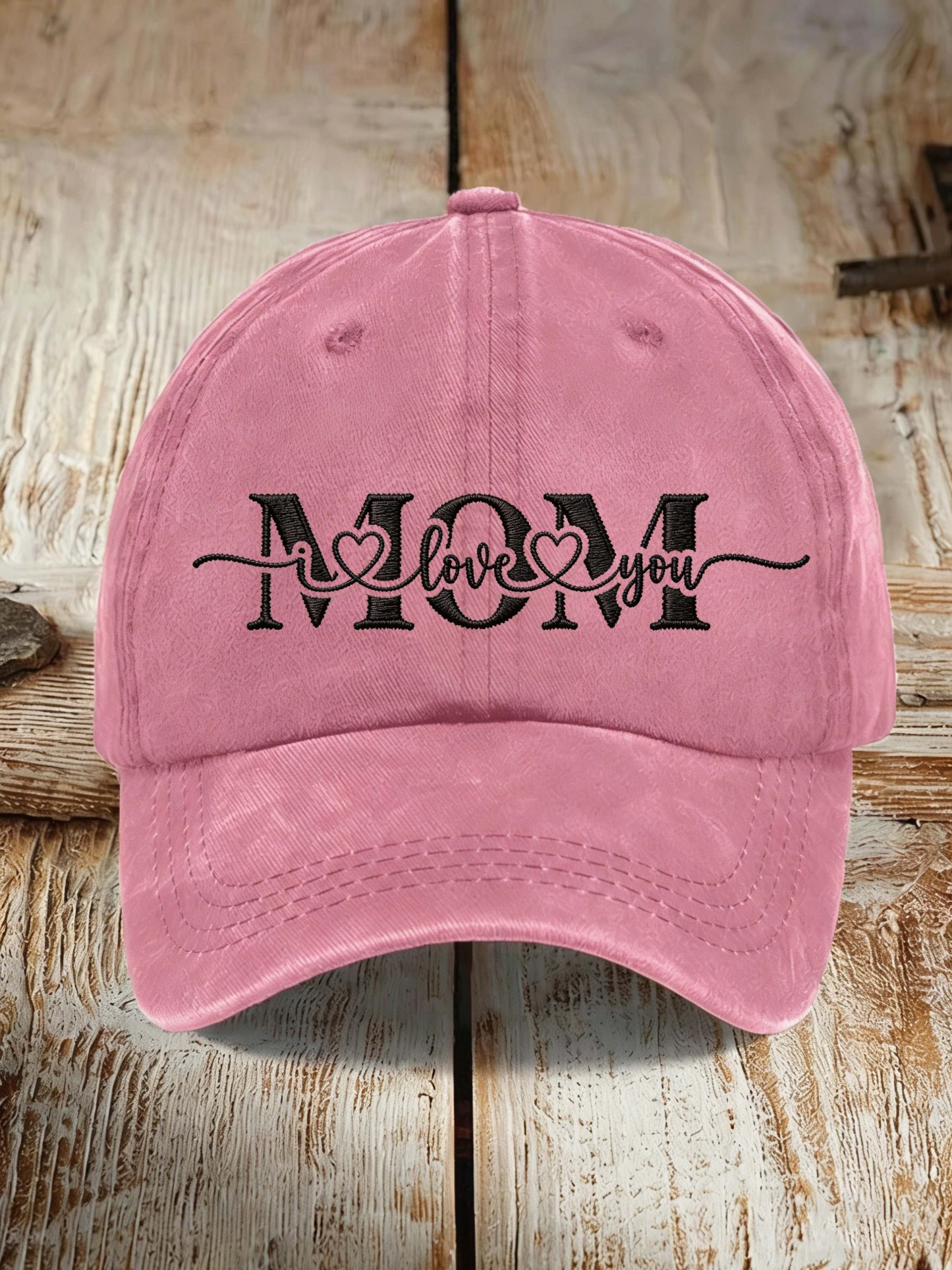 MOM I Love You Heart Embroidery Mother's Day Vintage Baseball Cap