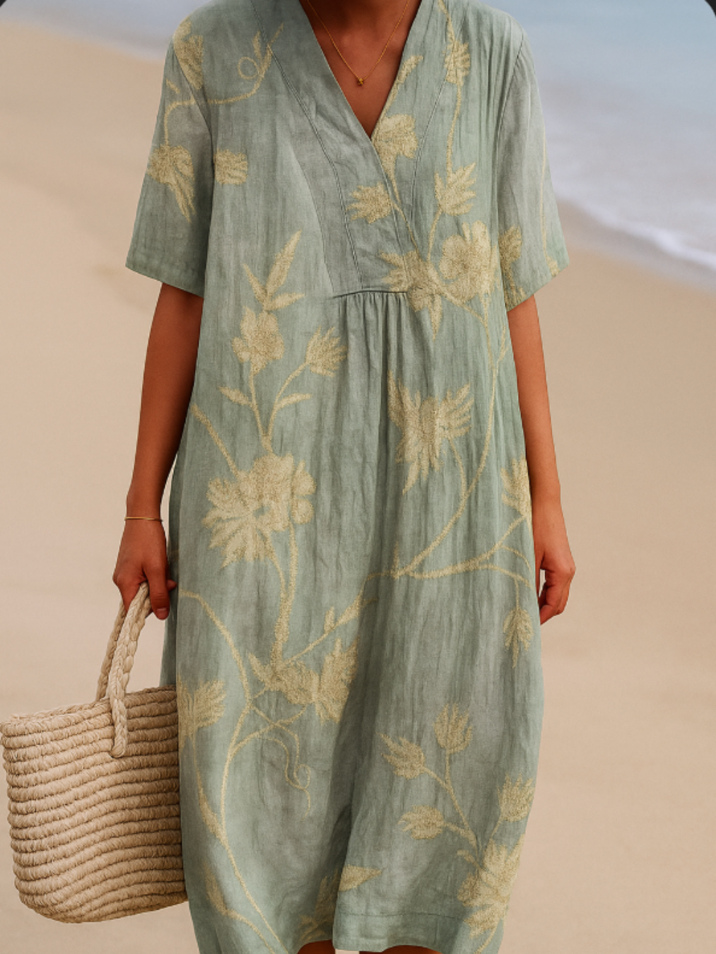 EVELORA – Calm Coast Embroidered Dress