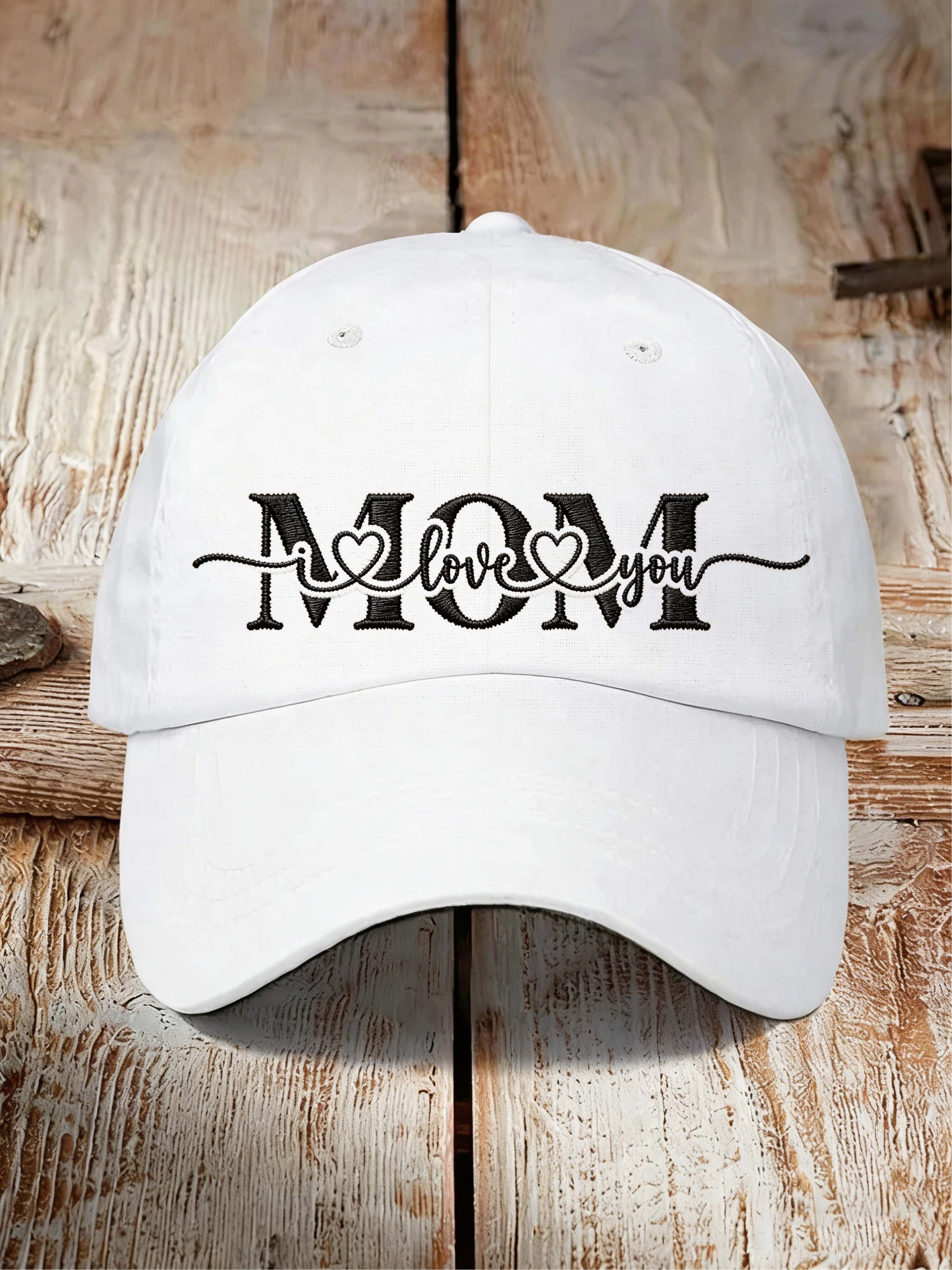 MOM I Love You Heart Embroidery Mother's Day Vintage Baseball Cap