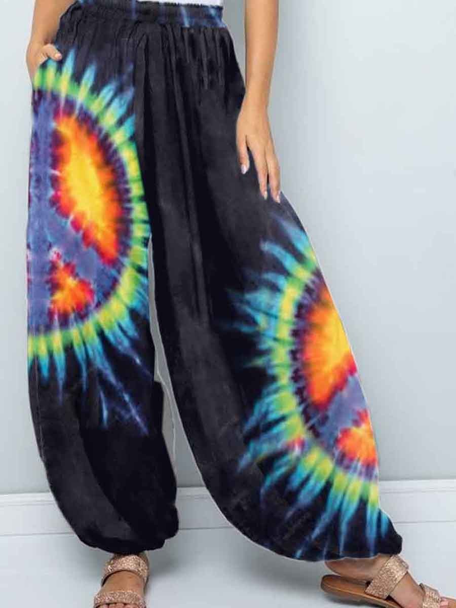 Women’s Vintage Tie Dye Hippie Harem Pants