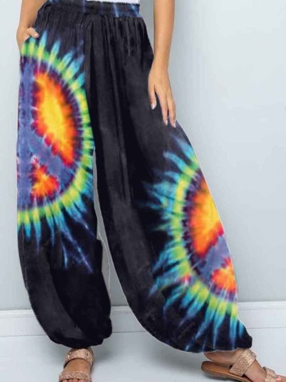 Women’s Vintage Tie Dye Hippie Harem Pants