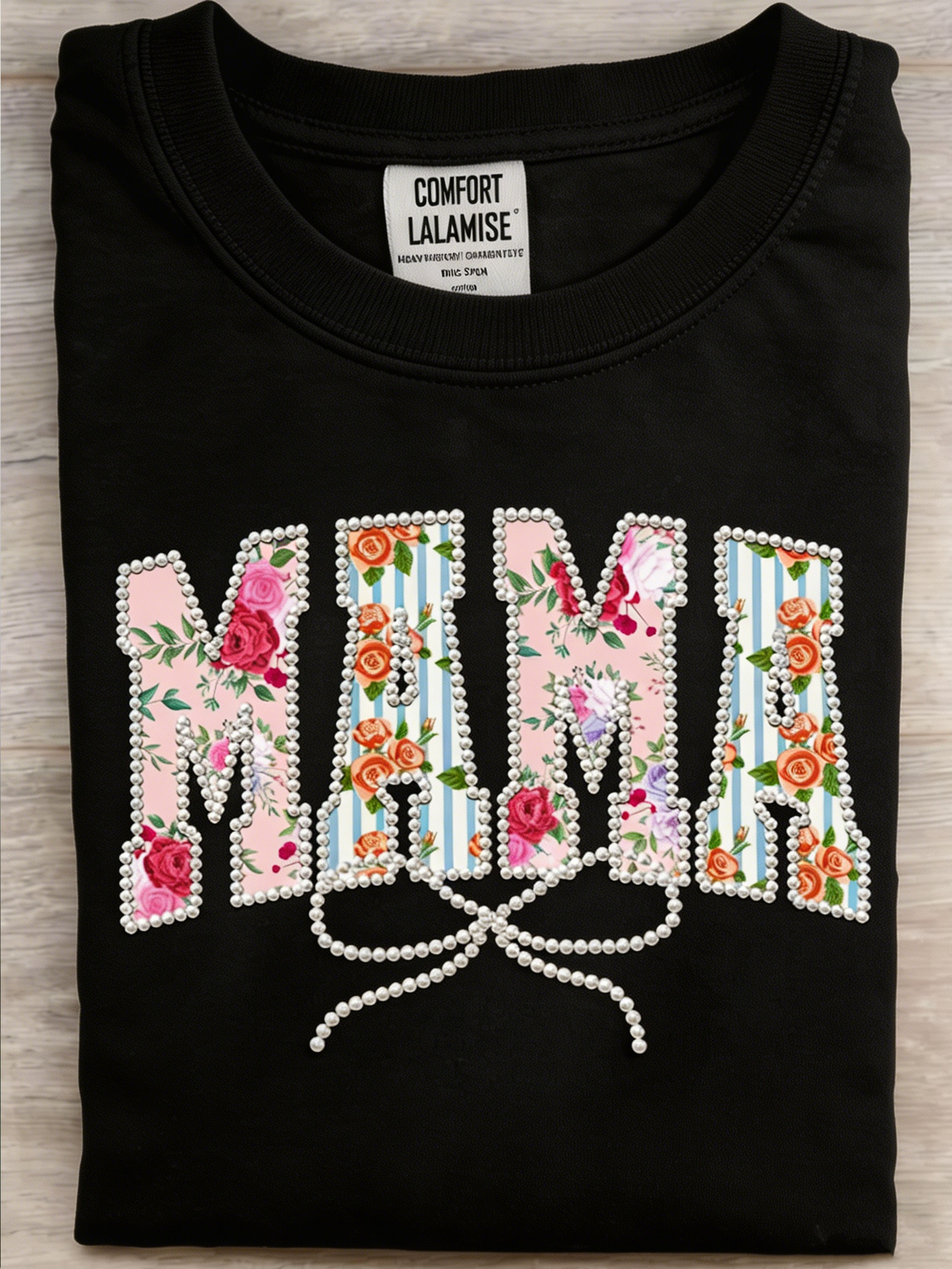 Pearl Floral MAMA Mother's Day Comfort Crew Neck T-Shirt