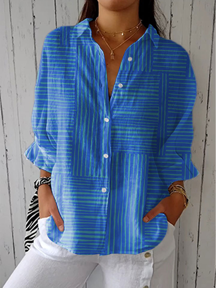 Ensley Azure Stripe Blouse
