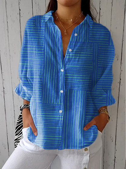 Azure Stripe Blouse