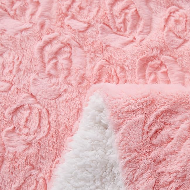 cherry blossom pink sakura rosey floral warm faux fur throw blanket homey decor spring time love