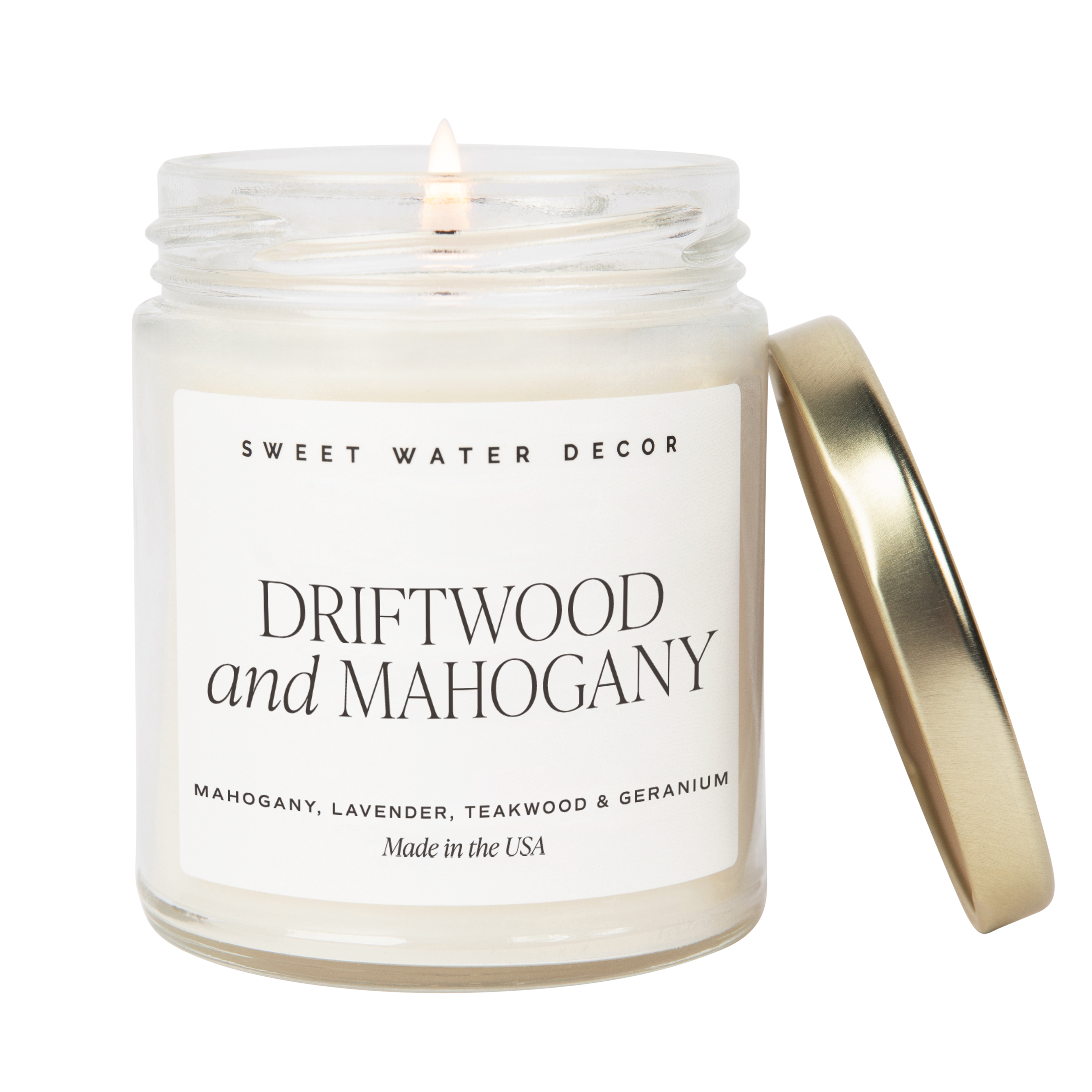 Driftwood and Mahogany Soy Candle, Clear Jar - 9oz