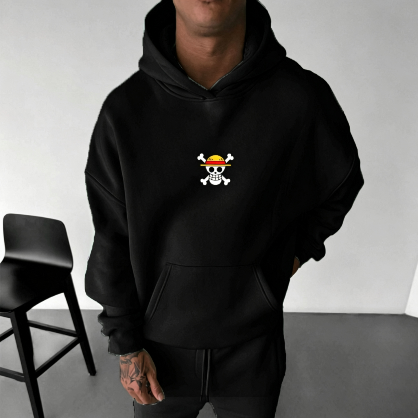 Street Anime Skull Print Hoodie