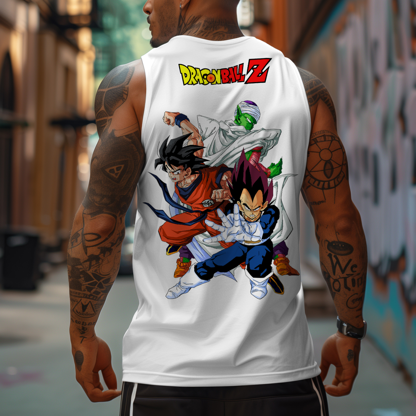 Oversized Anime Print Gym Tank Top