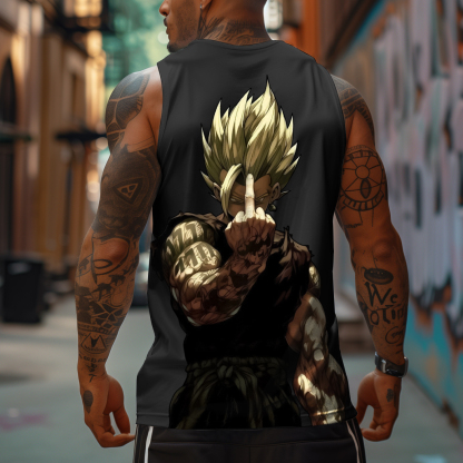 Oversized Anime Print Gym Tank Top