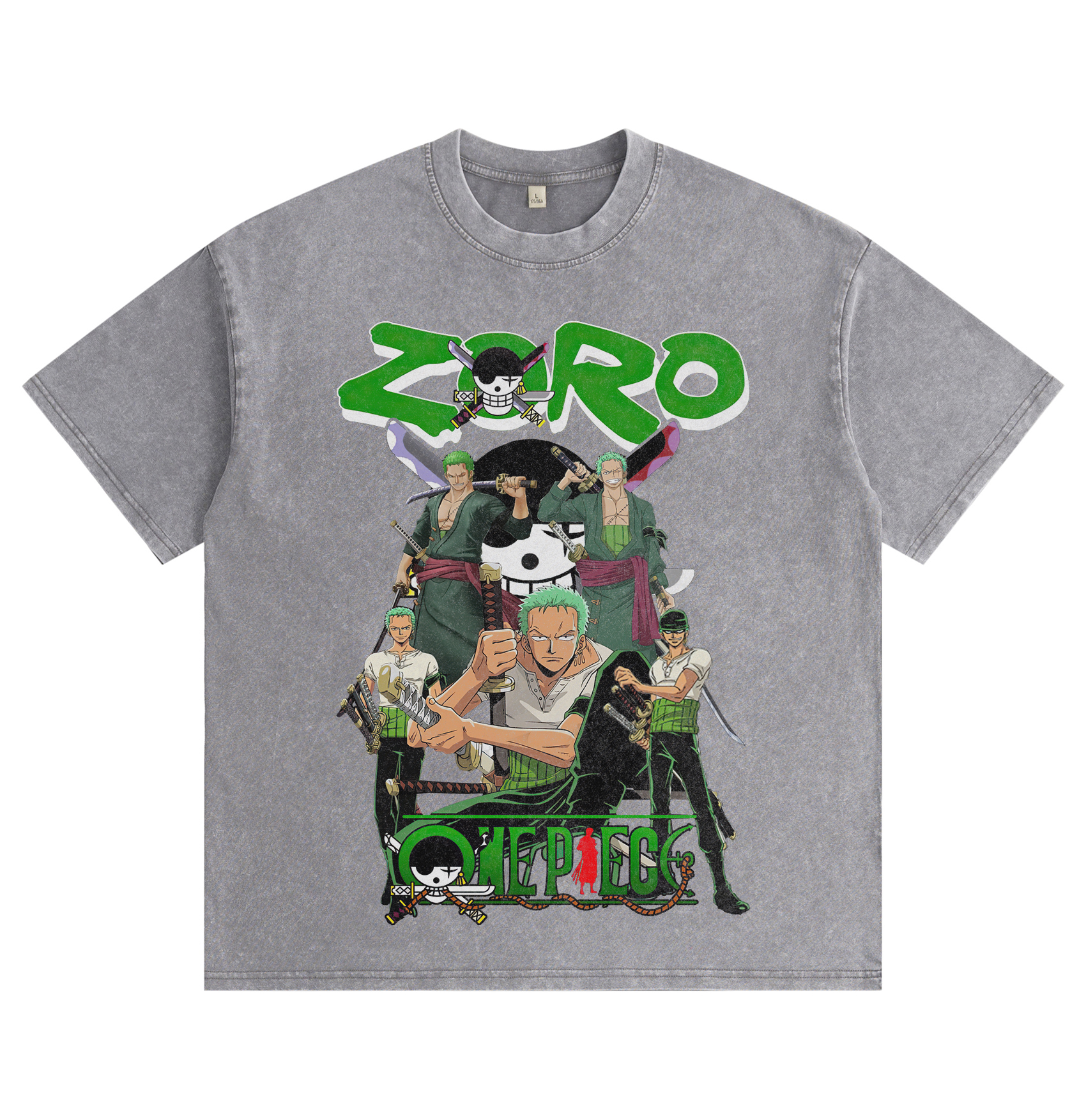 One Piece Zoro Distressed Washed T-Shirt