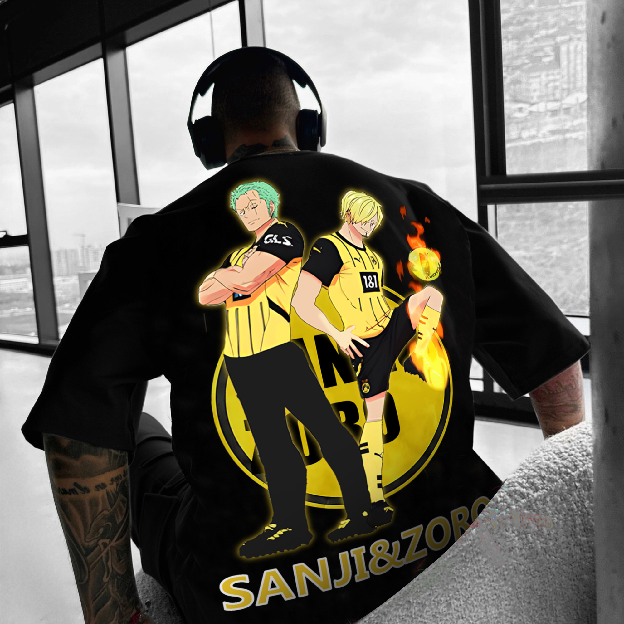 Unisex Vintage T-shirt | Borussia Dortmund x One Piece-AnimeClothe