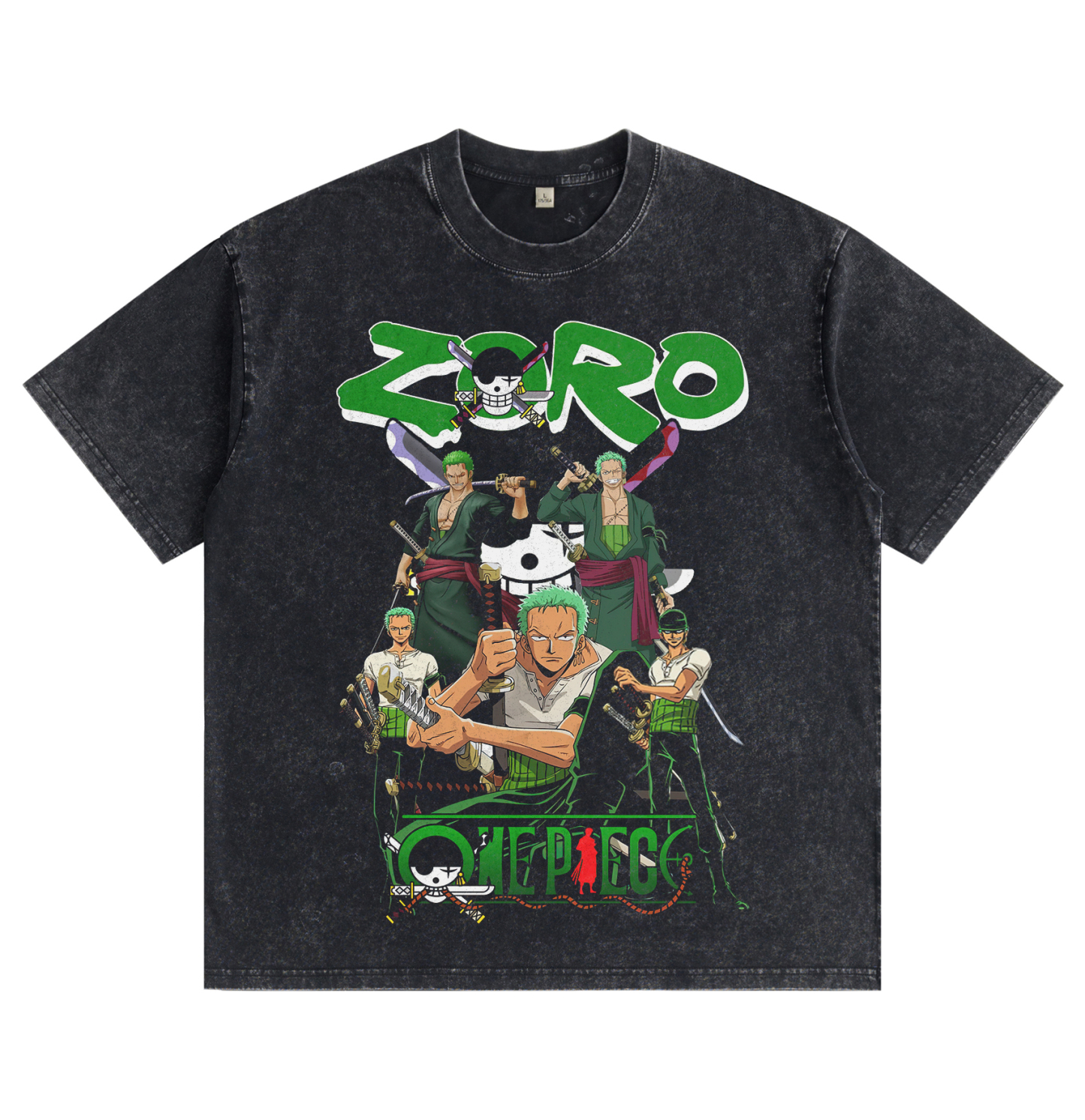 One Piece Zoro Distressed Washed T-Shirt