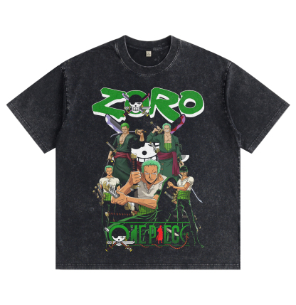 One Piece Zoro Distressed Washed T-Shirt